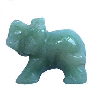 Green Aventurine Elephant Figurine with raised trunk