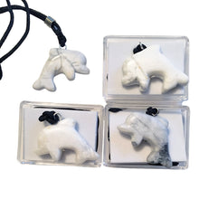 Load image into Gallery viewer, White Howlite Dolphin Pendant Necklace on Black Cord aka Dolphin Fetish