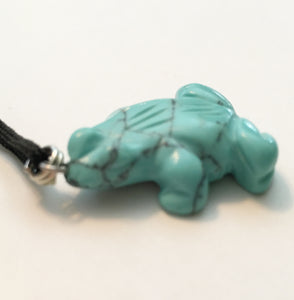 Howlite Pendant Frog Amulet on Black Cord aka Frog Fetish in larger size