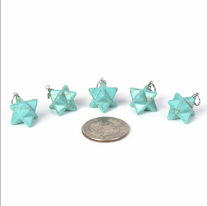 Howlite Merkaba Pendant dyed turquoise - Sacred Geometry Star of David