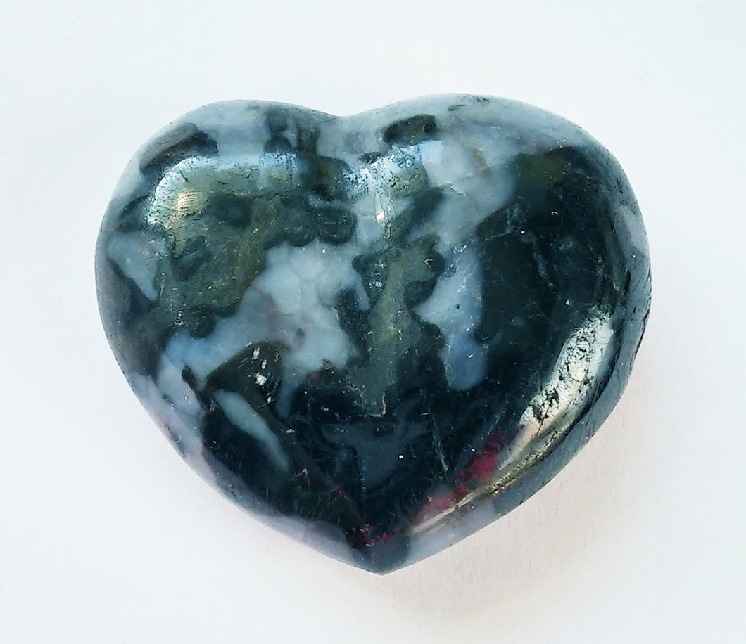 Indigo Gabbro Mini Puffy Heart aka Merlinite Dendritic Opal