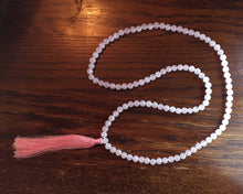 Load image into Gallery viewer, Rose Quartz 8mm Prayer Beads Mala with long Pink Tassel