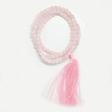 Load image into Gallery viewer, Rose Quartz 8mm Prayer Beads Mala with long Pink Tassel
