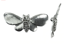 Load image into Gallery viewer, Kitty Cat Moth Antique Silver Plated Pewter Pendant by Green Girl Studios