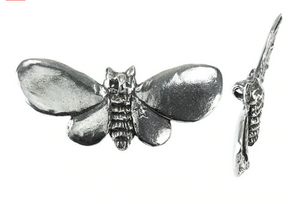 Kitty Cat Moth Antique Silver Plated Pewter Pendant by Green Girl Studios