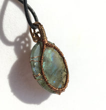 Load image into Gallery viewer, Blue Labradorite Pendant in Copper Tree of Life Wire Wrap