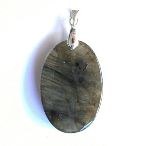 Labradorite Elongated Oval Pendant set in Sterling Silver enhances Psychic Ability