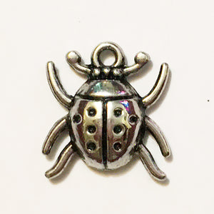 Lady Bug Pendant or Charm in Antique Finish Silver