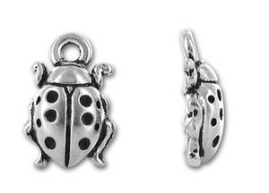 Ladybug Charm in Silver Plate by TierraCast
