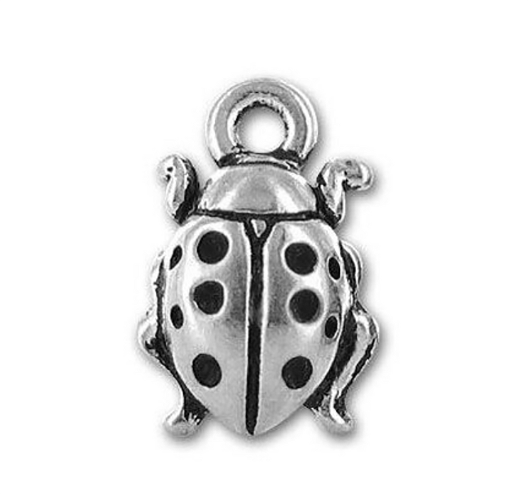 Ladybug Charm in Silver Plate by TierraCast