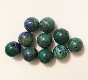 Lapis Lazuli and Azurite 12mm Round Beads - lot of ten