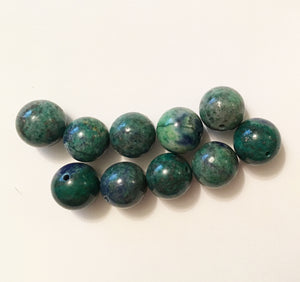 Lapis Lazuli and Azurite 12mm Round Beads - lot of ten