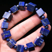 Load image into Gallery viewer, Lapis Lazuli Bracelet Cube with Round Spacer Beads