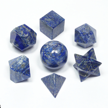Load image into Gallery viewer, Lapis Lazuli 7 Piece Platonic Solids Sacred Geometry