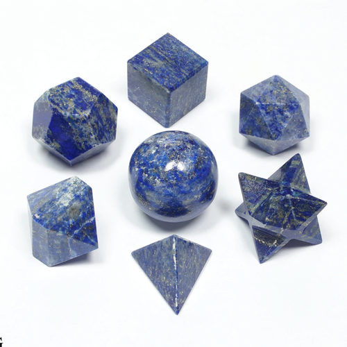 Lapis Lazuli 7 Piece Platonic Solids Sacred Geometry