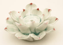 Load image into Gallery viewer, Large Hand-Constructed Glazed Lotus Flower White Bisque Incense Stand