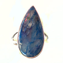 Load image into Gallery viewer, Lightning Azurite with Quartz Silver Ring Size 6.25