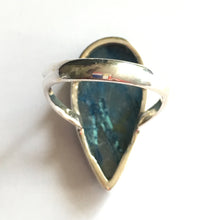 Load image into Gallery viewer, Lightning Azurite with Quartz Silver Ring Size 6.25