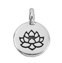 Load image into Gallery viewer, Lotus Pendant Necklace Silver Plated Pewter Round Charm