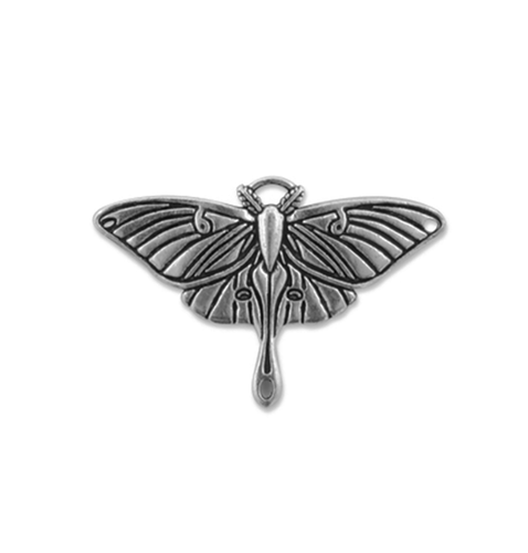Luna Moth Silver Plated Pewter Charm with Antique Finish by TierraCast