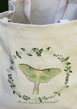 Load image into Gallery viewer, Luna Moth Grocery Bag - Cotton Tote - &quot;Be your own kind of beautiful.&quot;