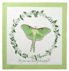 Luna Moth with Green Border Cotton Tarot Cloth: "Be your own kind of beautiful!"