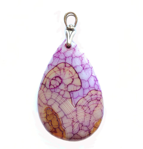 Purple Dragon Veins Agate Pendant with Sterling Silver swivel bail
