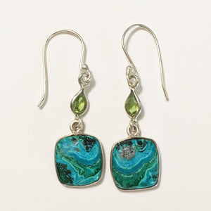 Malachite in Chrysocolla Earrings with Peridot Accents