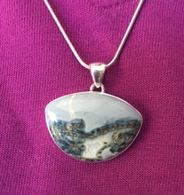 Load image into Gallery viewer, Maligano Jasper Pendant in Bowl Shape on Sterling Silver Snake Chain