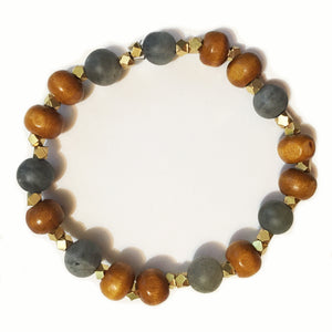 Sunset Sodalite, Frosted Sunset Sodalite and Frosted Tigers Eye Bracelets - Stacking Pair