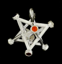 Load image into Gallery viewer, Merkaba pendant in Silver with chakra gemstones for Greater Brain Accessibility: Sacred Geometry Star of David
