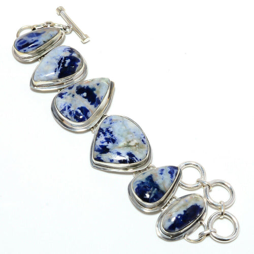 Blue Sodalite Link Bracelet Adjustable from 5.5 to 7.5 inches