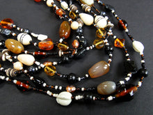 Load image into Gallery viewer, Malala Glass, Agate and Bone Necklace in Black Tones