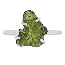 Load image into Gallery viewer, Moldavite ring size 8.5 Czechoslovakian Green Moldavite