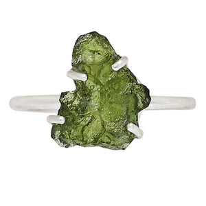 Moldavite ring size 8.5 Czechoslovakian Green Moldavite