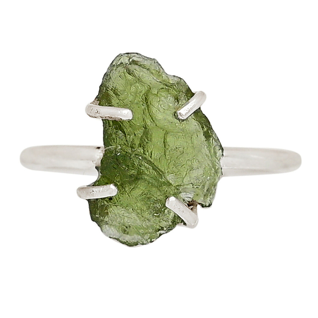 Moldavite ring size 8.5 Czechia Green Moldavite