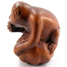 Load image into Gallery viewer, Monkey Ojime Bead of a Monkey sitting on a pumpkin