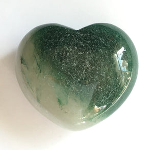 Green Moss Agate Puffy Heart 45mm wide