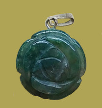 Load image into Gallery viewer, Green Moss Agate Pendant Carved Rose