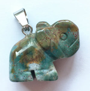 Gemstone Elephant Charm or Pendant