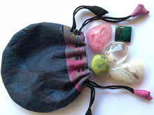 Load image into Gallery viewer, Motherhood Set of five stones in a silk sari drawstring pouch