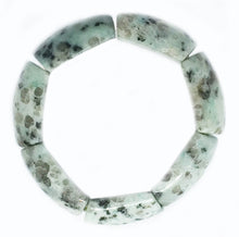 Load image into Gallery viewer, Blue Dalmatian Jasper Curved Chunky Bead Stretch Bracelet