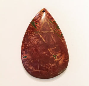 Picasso Stone Bead in burnt sienna pear shape perfect as a focal bead.