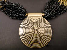 Load image into Gallery viewer, Black Beaded Medallion Necklace Naga Necklace Design