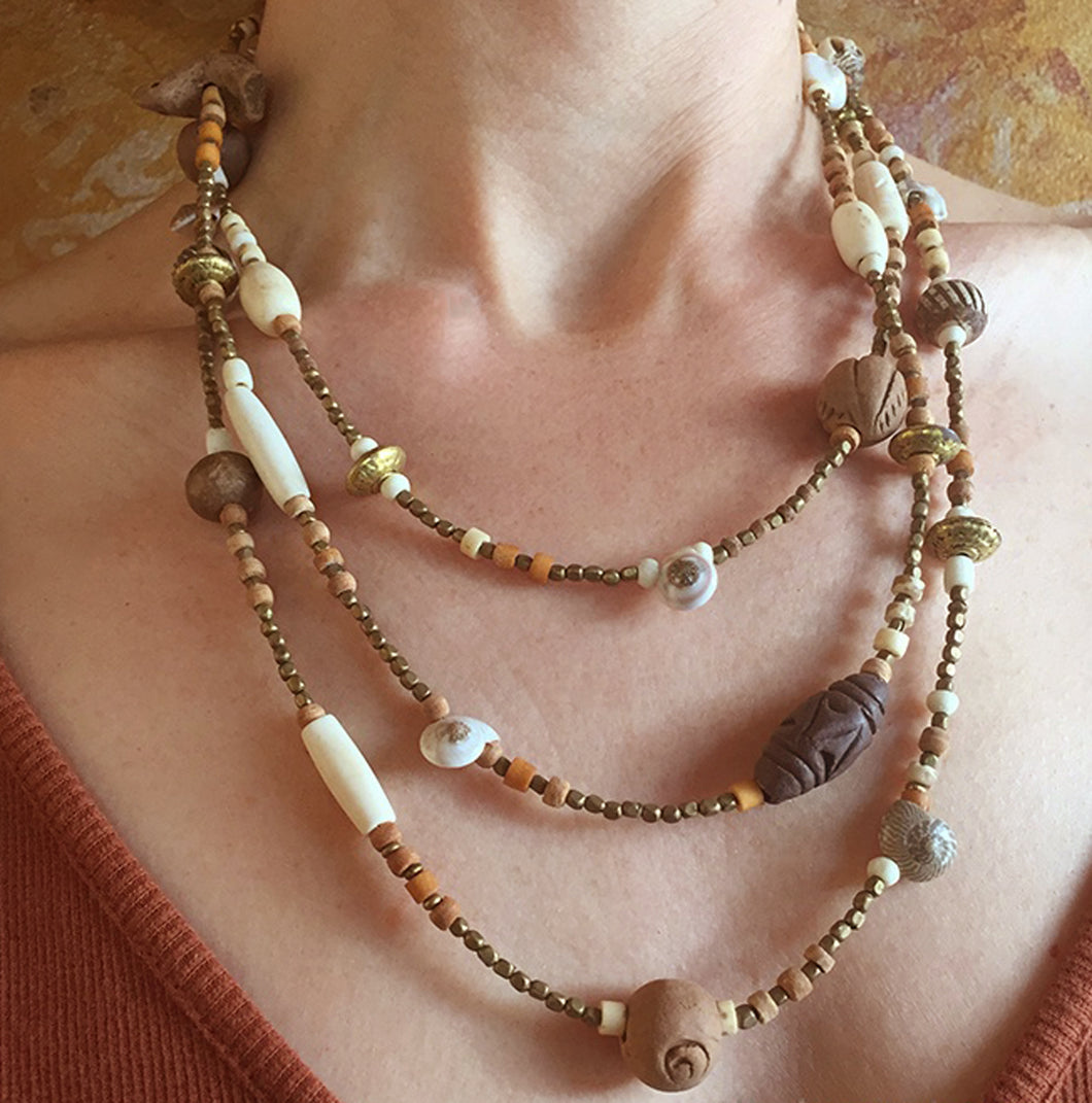 Clay Bead Necklace multi strand beaded necklace.