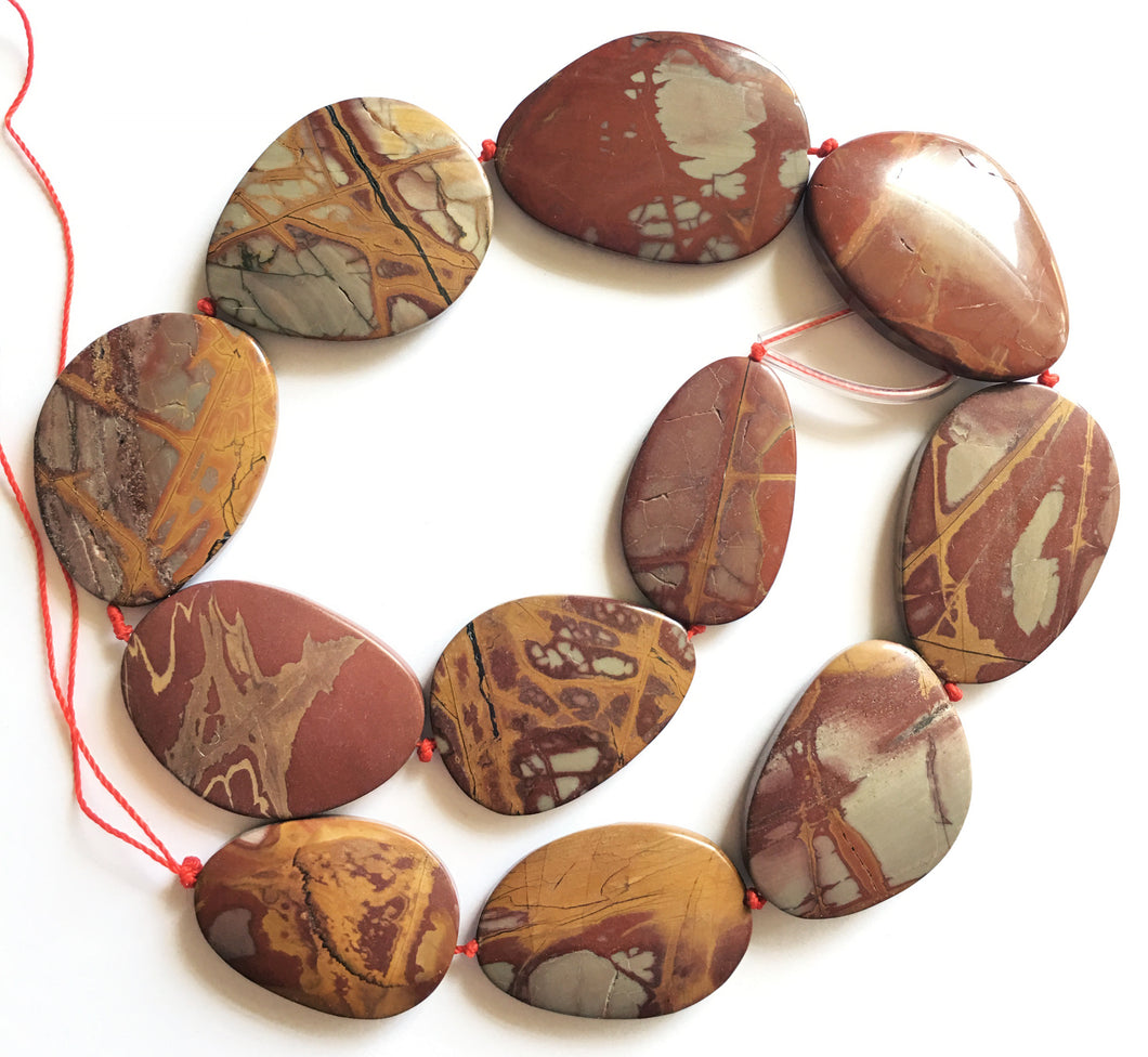 Noreena Jasper beads - free-form strand that are graduated in size