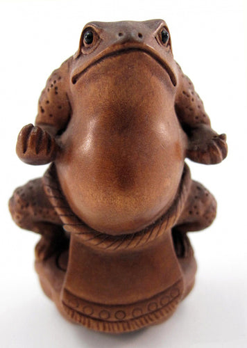 Sumo Wrestler Frog Bead Boxwood Netsuke Bead
