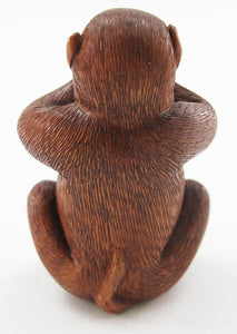Speak No Evil Chimpanzee Japanese Boxwood Netsuke Bead