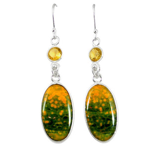 Ocean Jasper Earrings with Natural Citrine