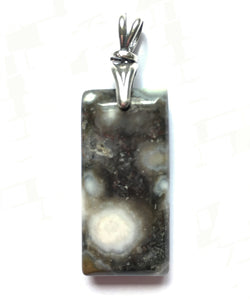 Galactic Ocean Jasper Pendant with art deco silver bail